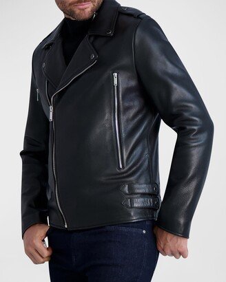 Men's Asymmetric Leather Moto Jacket