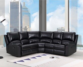Contemporary Black Faux Leather Upholstered Power Recline Sectional