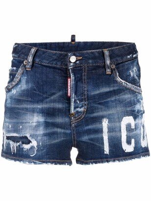 Faded Distressed Denim Shorts