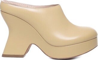 Terra Wedge Clogs In Calfskin