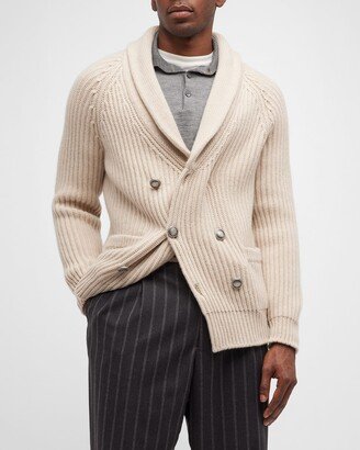 Men's Hollywood Glamour Cashmere Double-Breasted Cardigan