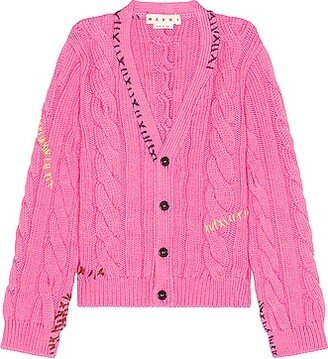 Cable Knit Cardigan in Fuchsia