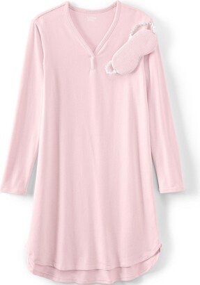 Women's Cozy Gown Sleep Set - Shirt Gown and Mask