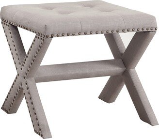 Best Master Furniture Sasha Linen Blend Small Accent Bench with Nailhead Trim