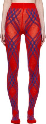 Blue & Red Check Tights