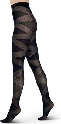 LECHERY Women's Zig-Zag Tights (1 Pair) - S/M, Black