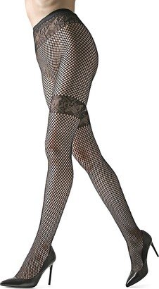 Geometric Band Netted Tights