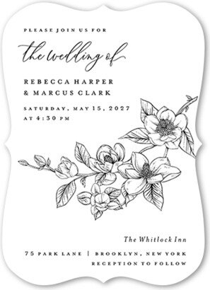 Wedding Invitations: Marvelous Magnolia Wedding Invitation, White, 5X7, Matte, Signature Smooth Cardstock, Bracket