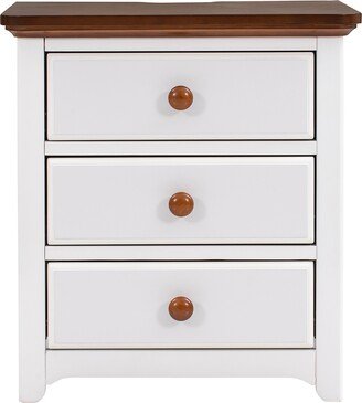 Home Solution 3-Drawer Wooden Nightstand with USB Ports