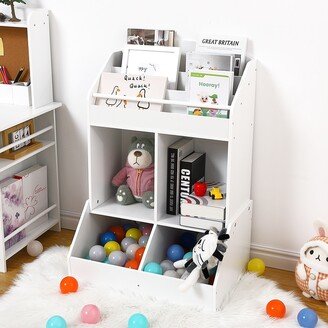 GaoMon Kids Bookshelf and Toy Storage, Wood Book Shelf Organizer for Toddler, Playroom Storage