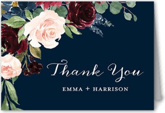 Wedding Thank You Cards: Exquisite Bouquet Thank You Card, Blue, 3X5, Matte, Folded Smooth Cardstock