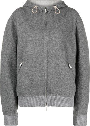 Hooded Wool-Cashmere Bomber Jacket