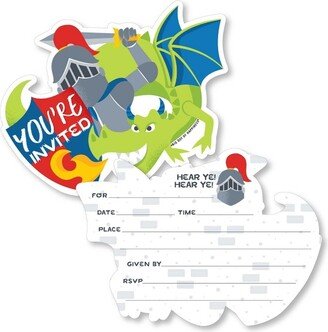Big Dot of Happiness Calling All Knights and Dragons - Shaped Fill-In Invites - Medieval Birthday Party Invitation Cards with Envelopes - Set of 12