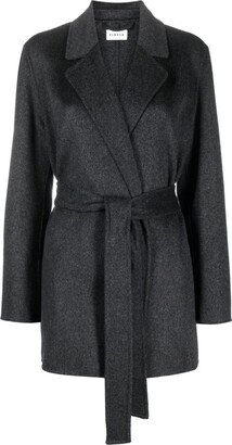 Belted-Waist Wool Coat-AC