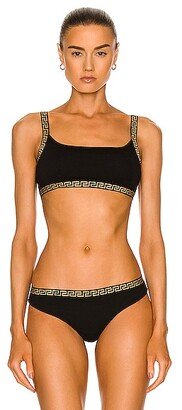 Cotton Greca Strap Bralette in Black