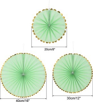 Unique Bargains 1 Set/6Pcs Paper Fans Hanging Backdrop Decoration Round 8/12/16, Green