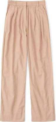 Linen-Blend Tailored Wide Leg Pant (Praline) Women's Clothing