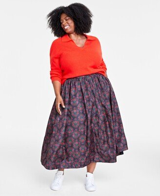 On 34th Plus Size Taffeta Midi Skirt, Created for Macy's