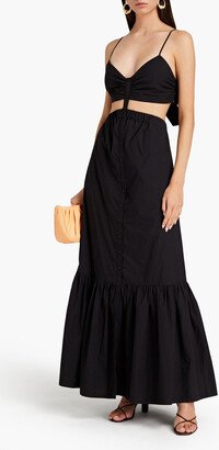 SIMKHAI Kennedi cutout gathered cotton-poplin maxi dress