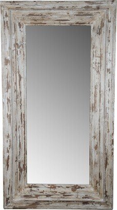 Wooden Framed Floor Mirror in Rectangular Shape, Distressed White