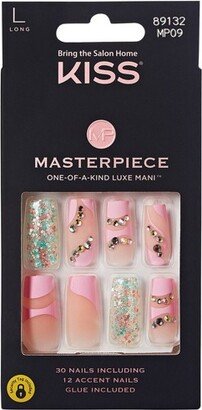 KISS Products Masterpiece One-of-a-Kind Luxe Manicure Long Square Fake Nails - Sweetest Pie - 33ct