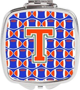 CJ1083-TSCM Letter T Football Green, Blue & Orange Compact Mirror