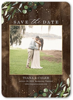 Save The Date Cards: Rustic Woods Save The Date, Brown, 5X7, Matte, Signature Smooth Cardstock, Rounded