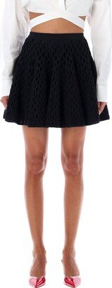 Cage Openwork Pleated Mini Skirt