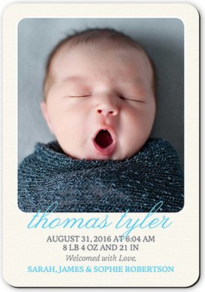 Birth Announcements: Simple Arrival Boy Birth Announcement, Beige, Matte