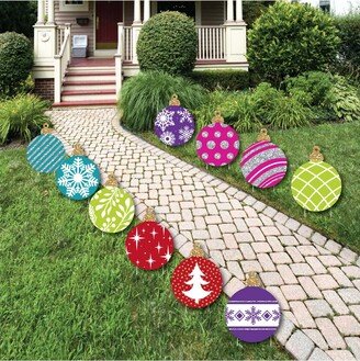 Big Dot Of Happiness Colorful Ornaments Lawn Decor - Outdoor Holiday & Christmas Yard Decor - 10 Pc