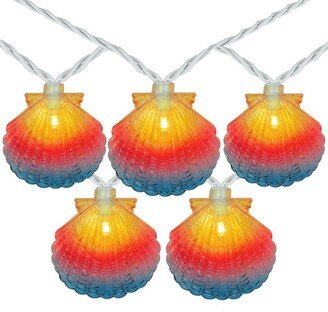 Northlight 10ct Vibrantly Colored Seashell Outdoor Patio String Light Set, 7.25ft White Wire