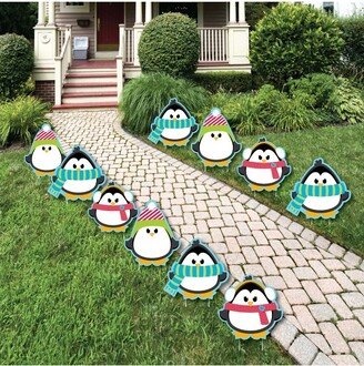 Big Dot of Happiness Holly Jolly Penguin - Penguin Lawn Decorations - Outdoor Holiday and Christmas Yard Decorations - 10 Piece