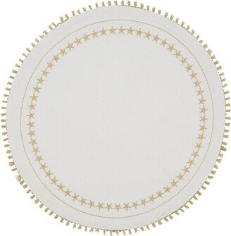 Saro Lifestyle Embroidered Stars Tassel Round Placemats (Set of 4)