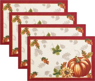 Swaying Leaves Bordered Fall Placemat, Set of 4, 13 x 19