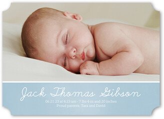 Birth Announcements: Softly Scripted Birth Announcement, Blue, 5X7, Signature Smooth Cardstock, Ticket