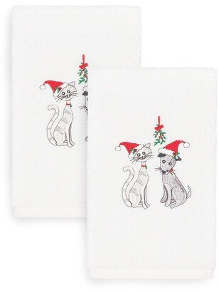 Christmas Cute Couple Embroidered Hand Towels - Set of 2
