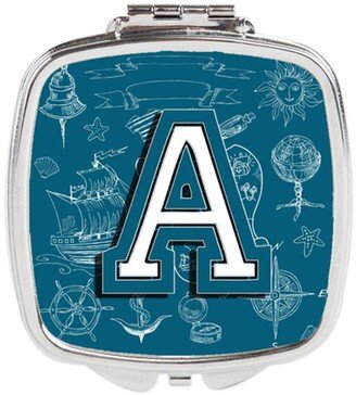 CJ2014-ASCM Letter a Sea Doodles Initial Alphabet Compact Mirror