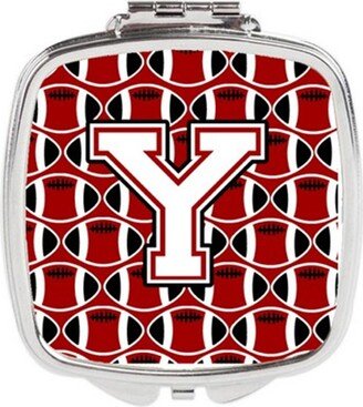 CJ1082-YSCM Letter Y Football Cardinal & White Compact Mirror