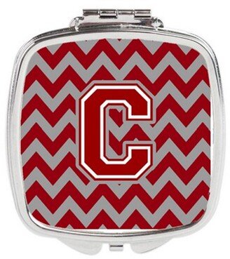 CJ1049-CSCM Letter C Chevron Maroon & White Compact Mirror, 3 x 0.3 x 2.75 in.