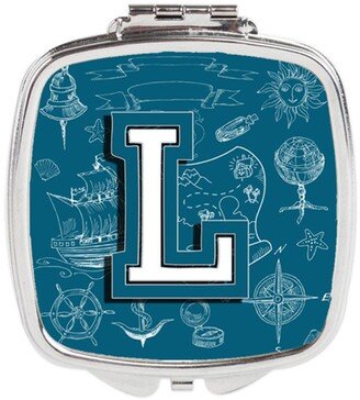 CJ2014-LSCM Letter L Sea Doodles Initial Alphabet Compact Mirror