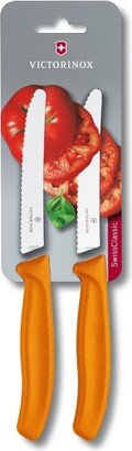 Swiss Classic 4.3 Inch 4 Piece Tomato And Table Knife Wavy Edge Orange