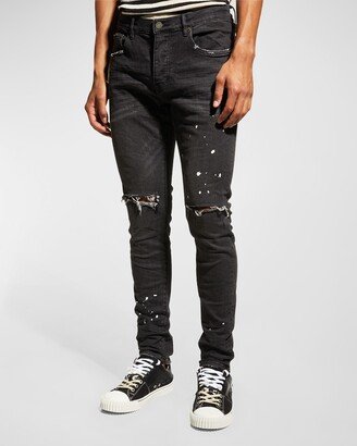 Men's Slim-Fit Distressed Low-Rise Skinny Jeans