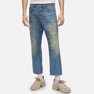 340 Distressed Denim Straight-Leg Jeans