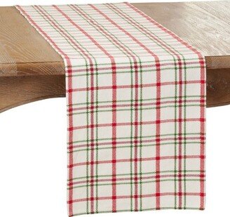 Saro Lifestyle Plaid Runner, Red/Green, 13 x 72