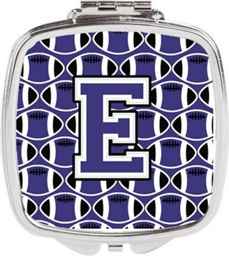 CJ1068-ESCM Letter E Football Purple & White Compact Mirror