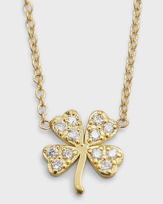 18k Mini Diamond Four-Leaf Clover Necklace