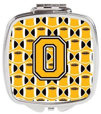 CJ1080-OSCM Letter O Football Black, Old Gold & White Compact Mirror