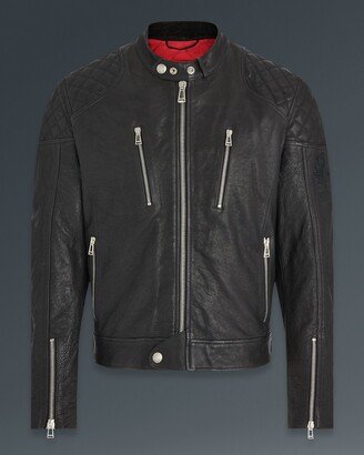 Calf Leather Cheetham Motorcycle Jacket In Black