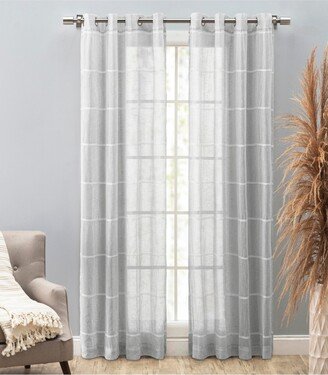 Horizon Stripe Textured Semi-Sheer Grommet Curtain Panel 55