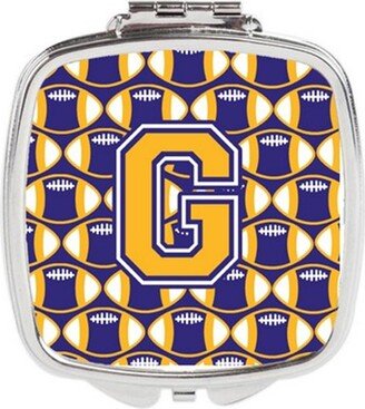 CJ1064-GSCM Letter G Football Purple & Gold Compact Mirror